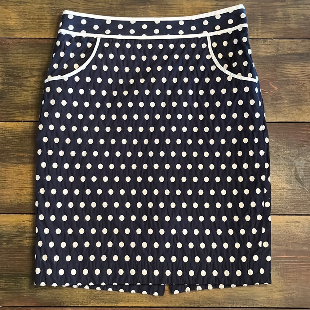 Navy & White Polka Dot Skirt